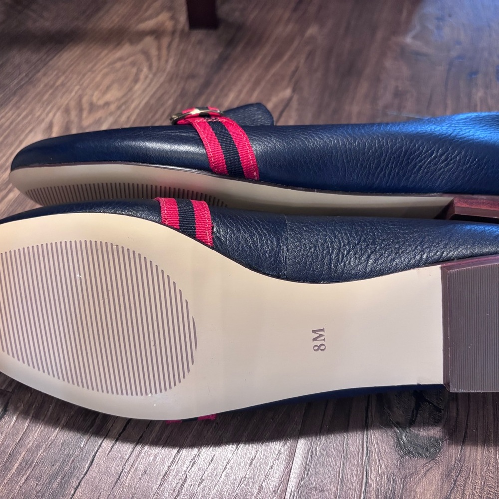 Talbots Nautical Navy and Red leather loafers NEW - Picture 5 of 6